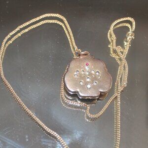 Rare 1930's Vintage Victoriam Locket Pemdant and Chain w Stones 12 Grams